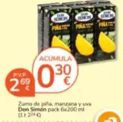 Consum Don simón - zumo de piña, manzana y uva oferta