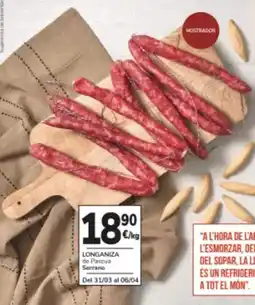 Consum Serrano - longaniza de porcela oferta