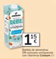 Consum Consum - bebida de almendras 0% azucares enriquecida con vitaminas oferta
