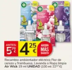 Consum Air wick - recambio ambientador eléctrico flor de cerezo y frambuesa, lavanda o ropa limpia oferta