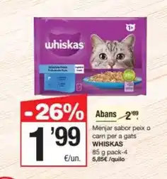 SPAR Fragadis Whiskas - menjar sabor peix o carn per a gats oferta