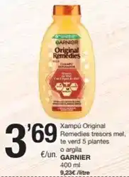 SPAR Fragadis Garnier - xampú original remedies tresors mel, te verd 5 plantes o argila oferta