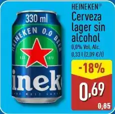 ALDI Heineken - cerveza lager sin alcohol oferta