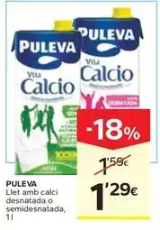 Caprabo Puleva - llet amb calci desnatada o semidesnatada oferta