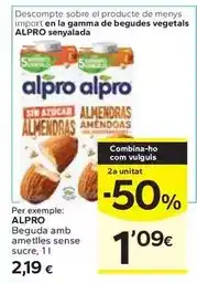 Caprabo Alpro - beguda amb ametlles sense sucre oferta