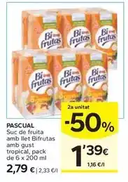 Caprabo Pascual - suc de fruita amb llet bifrutas amb gust tropical oferta