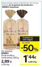 Caprabo Bimbo - pa de motlle a l'estil artesa oferta