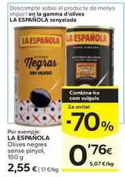 Caprabo La española - olives negres sense pinyol oferta