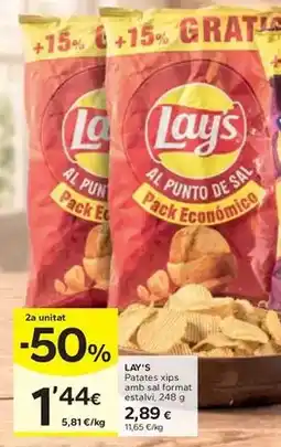 Caprabo Lay's - patates xips amb sal format estalvi oferta