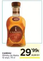 Caprabo Cardhu - whisky de malta 12 anys oferta