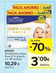 Caprabo Dodot - tovalloletes aqua pure 0% plastic oferta