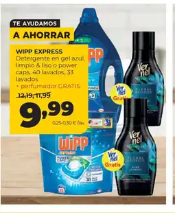 Alimerka WIPP EXPRESS Detergente en gel azul, limpio & liso o power caps, 40 lavados, 33 lavados oferta