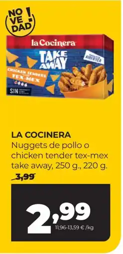 Alimerka LA COCINERA Nuggets de pollo o chicken tender tex-mex take away oferta
