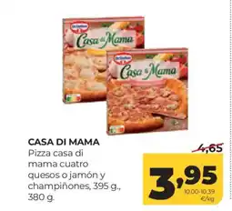 Alimerka CASA DI MAMA Pizza casa di mama cuatro quesos o jamón y champiñones oferta