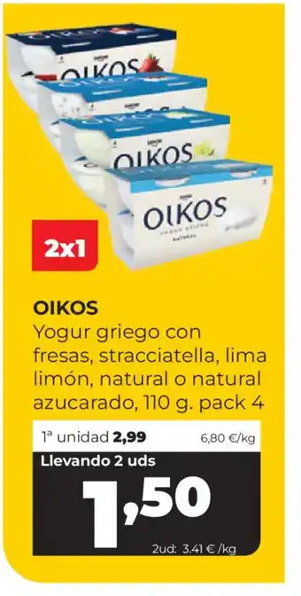 Alimerka OIKOS Yogur griego con fresas, stracciatella, lima limón, natural o natural azucarado oferta