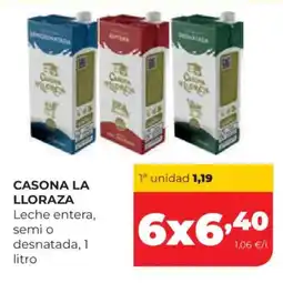 Alimerka CASONA LA LLORAZA Leche entera, semi o desnatada oferta