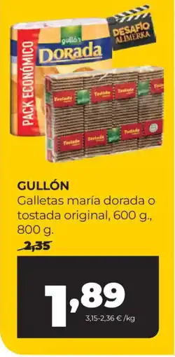 Alimerka GULLÓN Galletas maría dorada o tostada original oferta