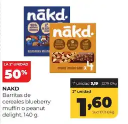 Alimerka NAKD Barritas de cereales blueberry muffin o peanut delight oferta