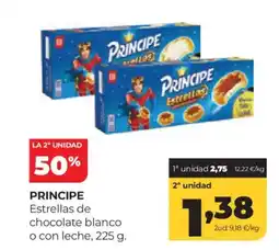 Alimerka PRINCIPE Estrellas de chocolate blanco o con leche oferta