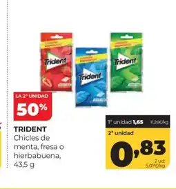 Alimerka TRIDENT Chicles de menta, fresa o hierbabuena oferta