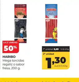 Alimerka HARIBO Mega torcidas regaliz o sabor fresa oferta