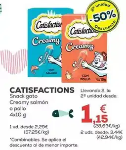 Kiwoko Catisfactions - snack gato creamy salmon o pollo oferta
