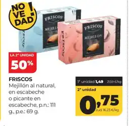 Alimerka FRISCOS Mejillón al natural, en escabeche o picante en escabeche oferta