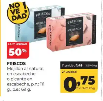 Alimerka FRISCOS Mejillón al natural, en escabeche o picante en escabeche oferta