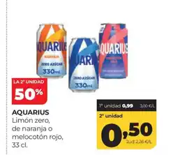 Alimerka AQUARIUS Limón zero, de naranja o melocotón rojo oferta
