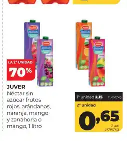 Alimerka JUVER Néctar sin azúcar frutos rojos, arándanos, naranja, mango y zanahoria o mango oferta