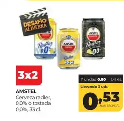 Alimerka AMSTEL Cerveza radler, 0,0% o tostada 0,0% oferta