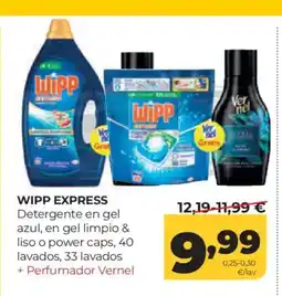 Alimerka WIPP EXPRESS Detergente en gel azul, en gel limpio & liso o power caps, 40 lavados, 33 lavados oferta