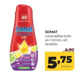 Alimerka SOMAT Lavavajillas todo en 1 limón, 40 lavados oferta