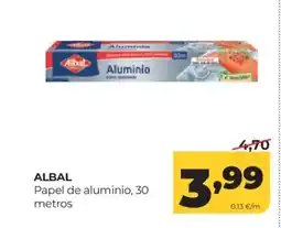 Alimerka ALBAL Papel de aluminio, 30 metros oferta
