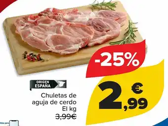 Carrefour Chuletas de aguja de cerdo oferta