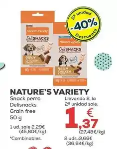 Kiwoko Nature's variety - snack perro delisnacks grain free oferta