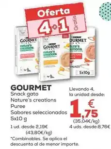 Kiwoko Purina - gourmet snack gato nature's creations puree oferta