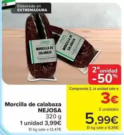Carrefour Nejosa - morcilla de calabaza oferta