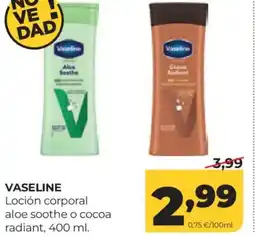 Alimerka VASELINE Loción corporal aloe soothe o cocoa radiant oferta