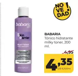 Alimerka BABARIA Tónico hidratante milky toner oferta