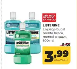 Alimerka LISTERINE Enjuage bucal menta fresca, mentol o suave oferta