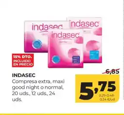 Alimerka INDASEC Compresa extra, maxi good night o normal oferta
