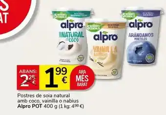 Alpro - postres de soia natural amb coco, vainilla o nabius