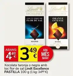 Supermercados Charter Lindt - xocolata taronja o negra amb toc flor de sal excellence oferta