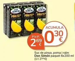 Supermercados Charter Don simón - suc de pinya, poma i raim oferta