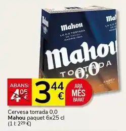 Supermercados Charter Mahou - cervesa torrada 0,0 paquet 6x oferta