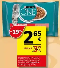 Supermercados Charter Purina one - menjar per a gats esterilitzats amb salmó i gall dindi oferta