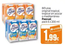 Unide Supermercados PASCUAL Bifrutas original tropical, tropical sin azúcar o mediterráneo oferta