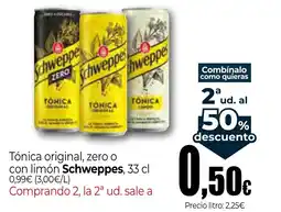 Unide Supermercados SCHWEPPES Tónica original, zero o con limón oferta