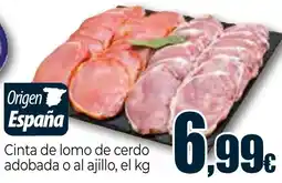 Unide Supermercados Cinta de lomo de cerdo adobada o al ajillo oferta